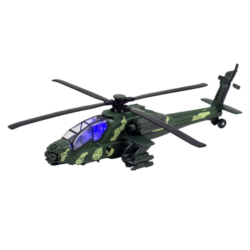 هلیکوپتر بازی ناب سل مدل آپاچی فلزی موزیکال عقب کش  HELICOPTER AH-65D