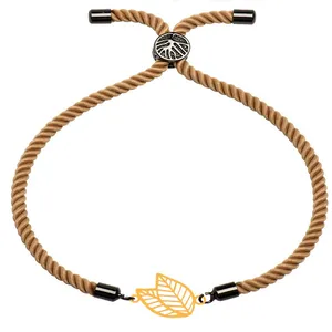 دستبند طلا 18 عیار زنانه الن نار مدل طرح برگ ELN101601