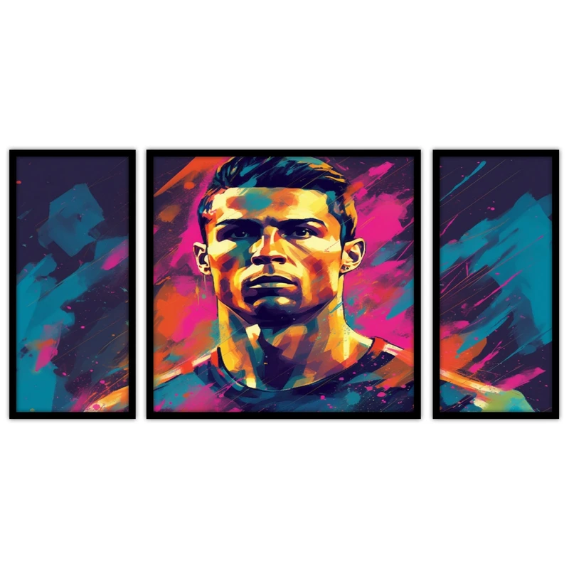 تابلو بکلیت طرح ورزشی و فوتبال رونالدو مدل B-bu3050 مجموعه 3 عددی