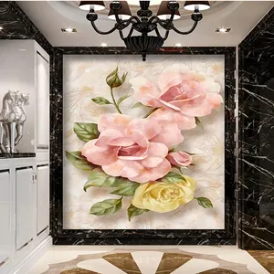 پوستر دیواری سه بعدی مدل گل برجسته زمینه سنگ DVRF1328