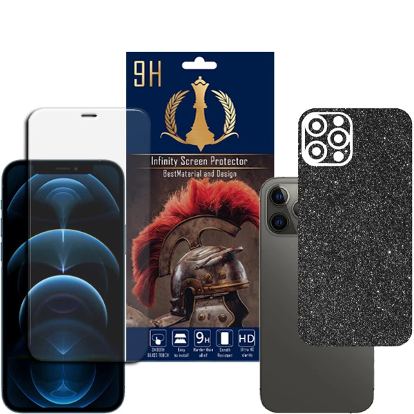 برچسب پوششی اینفینیتی مدل PR MAX مناسب برای گوشی موبایل اپل iPhone 12 PRO به همراه محافظ صفحه نمایش