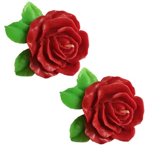 شمع دست ساز مدل گل رز بسته 2 عددی