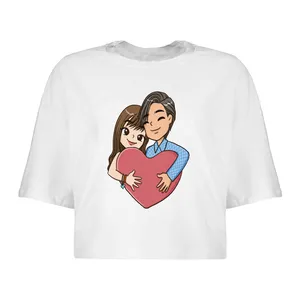 کراپ‌تاپ آستین کوتاه زنانه مدل عشق کد L72 S