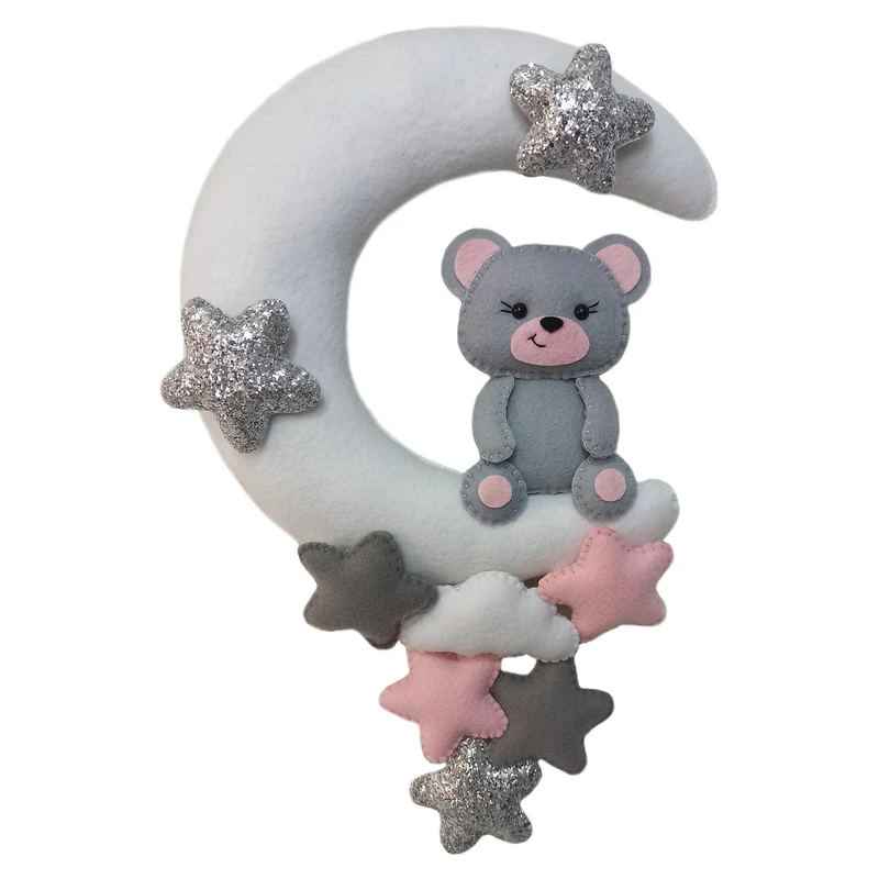 آویز تزئینی اتاق کودک مدل ماه و خرس