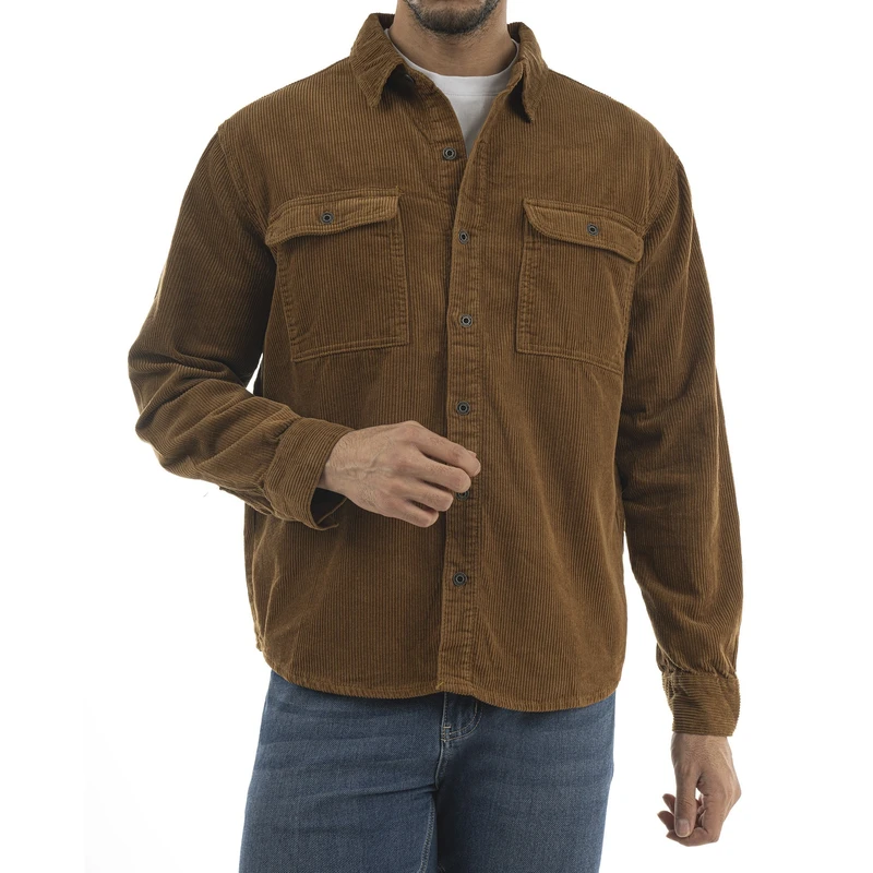 پیراهن آستین بلند یقه برگردان مردانه جوتی جینز مدل مخمل کبریتی کد 3030183