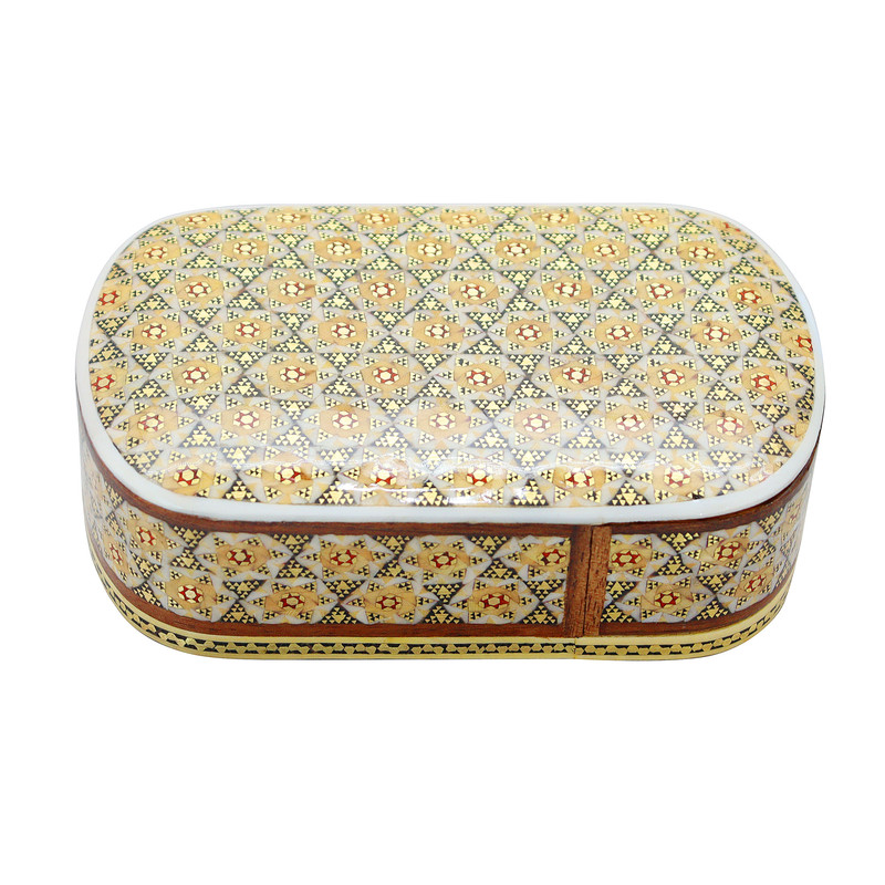 جا کارتی خاتم کاری چوبی صنایع دستی فاخر مدل کشویی لبه گرد طرح تمام خاتم کد 13p8