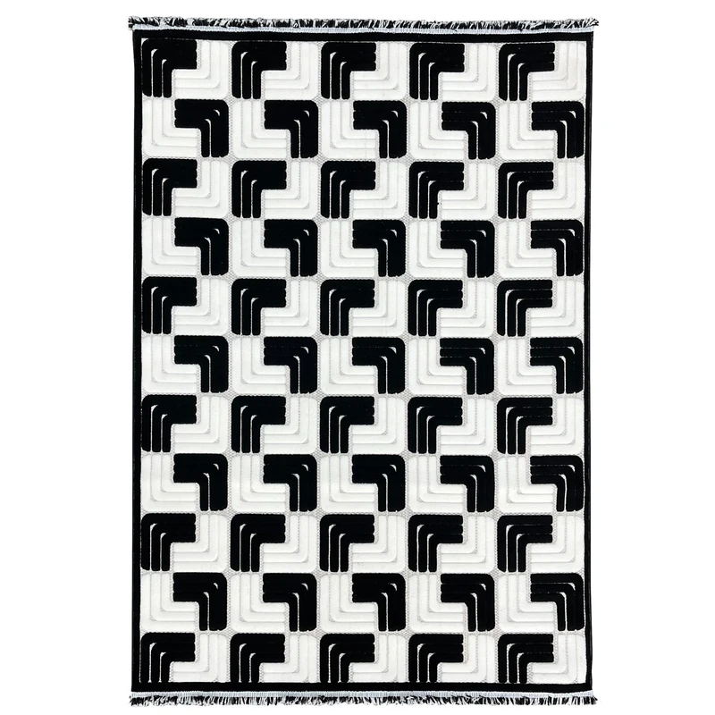 فرش ماشینی 500 شانه زمینه مشکی حاشیه مشکی مدل مینیمال پینترستی کد 5309