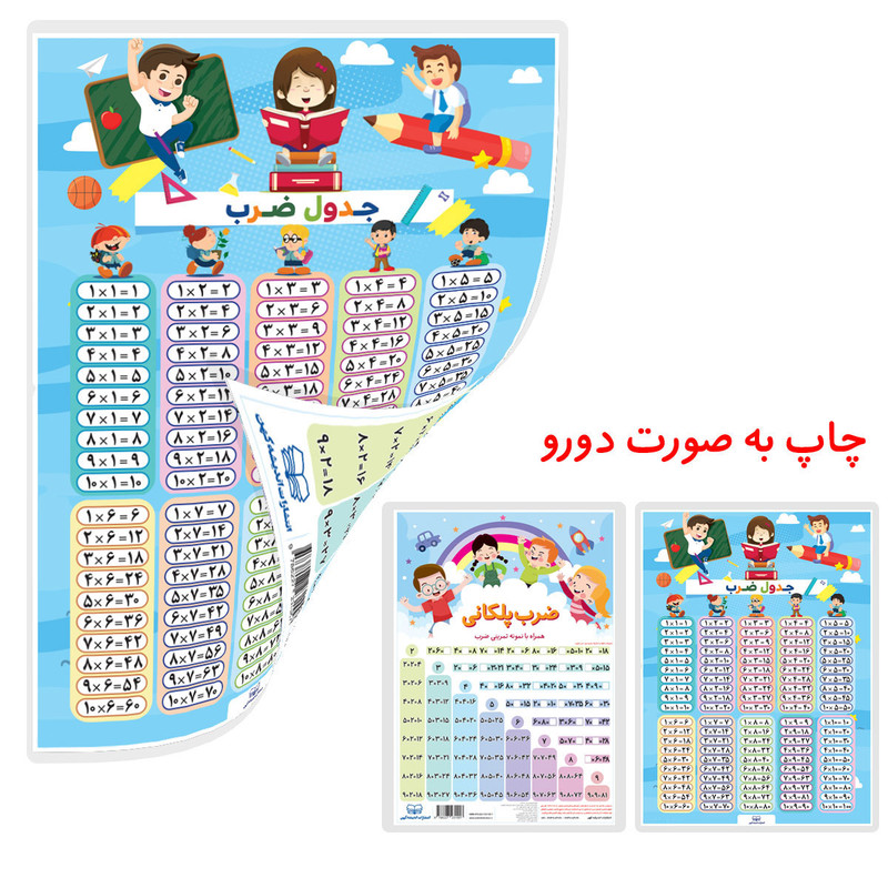 پوستر آموزشی انتشارات اندیشه کهن مدل جدول ضرب و ضرب پلکانی کد 35-25
