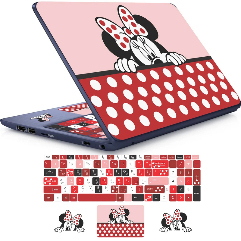   استیکر لپ تاپ راتیانا مدل mickey mouse6 مناسب برای لپ تاپ 15 تا 17 اینچ به همراه برچسب حروف فارسی کیبورد