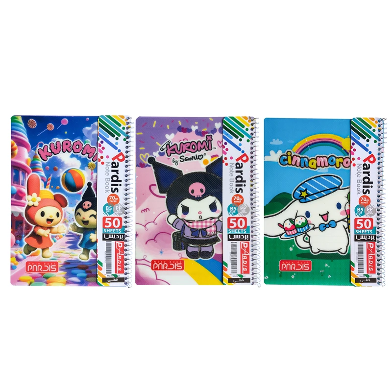 دفتر مشق 50 برگ پردیس مدل دخترانه طرح کرومی بسته 3 عددی