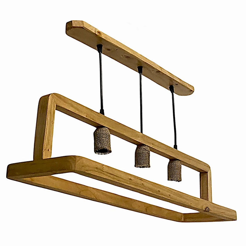 لوستر سه شعله مدل چوبی کد 080