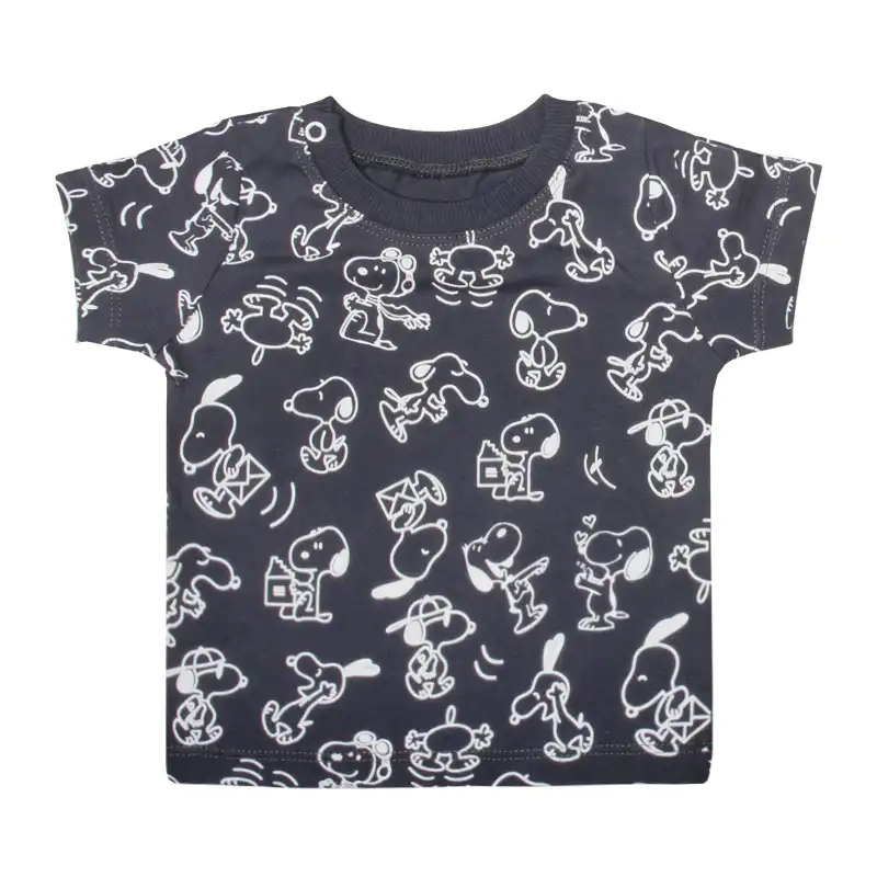 تی شرت آستین کوتاه نوزادی آدمک مدل اسنوپی کد 150003 رنگ نوک مدادی