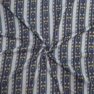 پارچه لباس عرض 1.5 متر مدل شانتون نخ اندونزی طرح اتوبانی رنگ آبی تیره