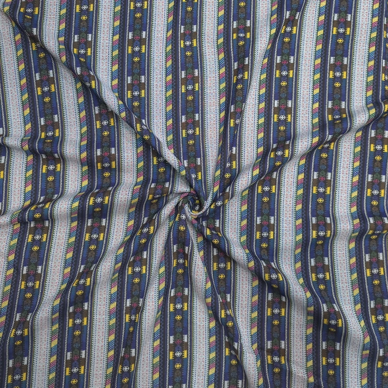 پارچه لباس عرض 1.5 متر مدل شانتون نخ اندونزی طرح اتوبانی رنگ آبی تیره