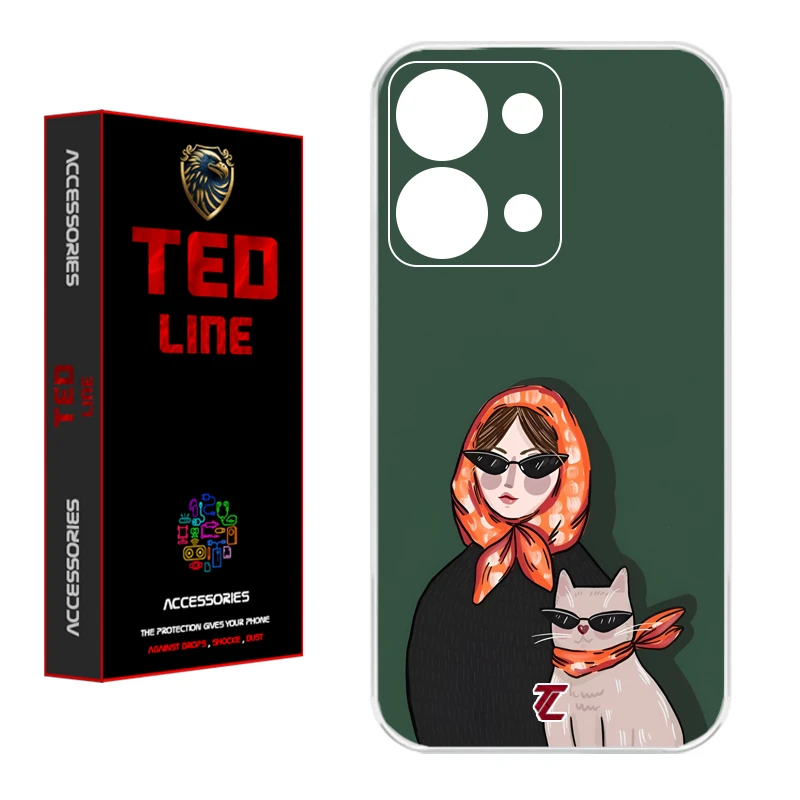 کاور تدلاین طرح دختر و گربه کد 1143 مناسب برای گوشی موبایل شیائومی Redmi Note 13 4G