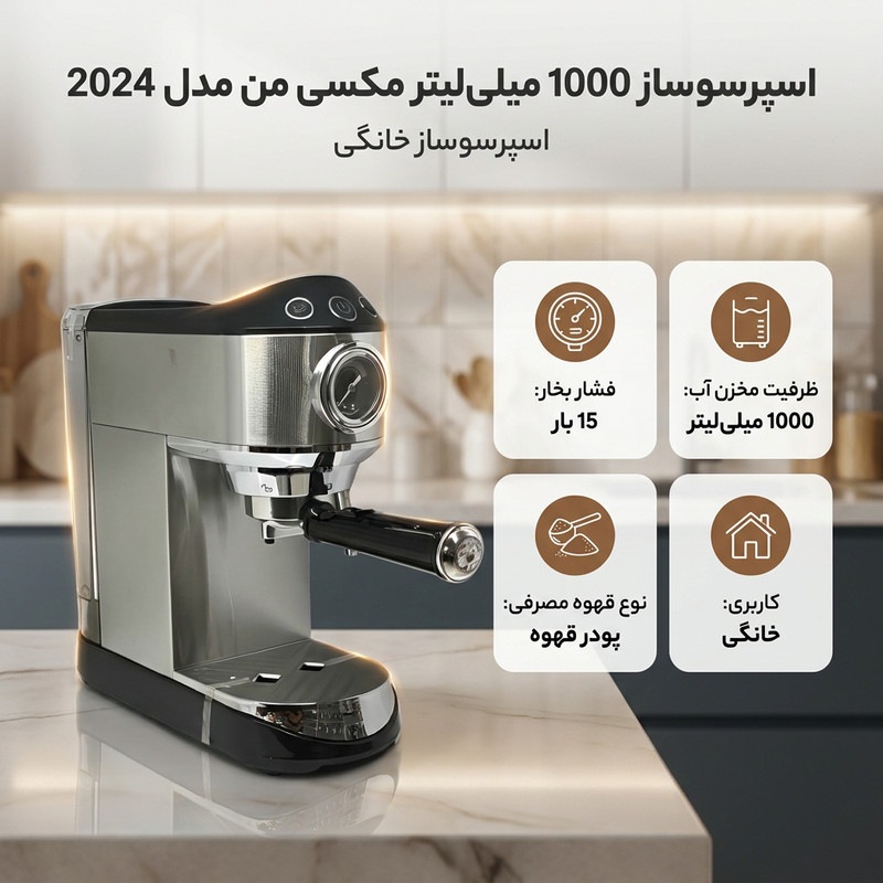 اسپرسو ساز 1000 میلی‌لیتر مکسی من مدل MAX - 2029