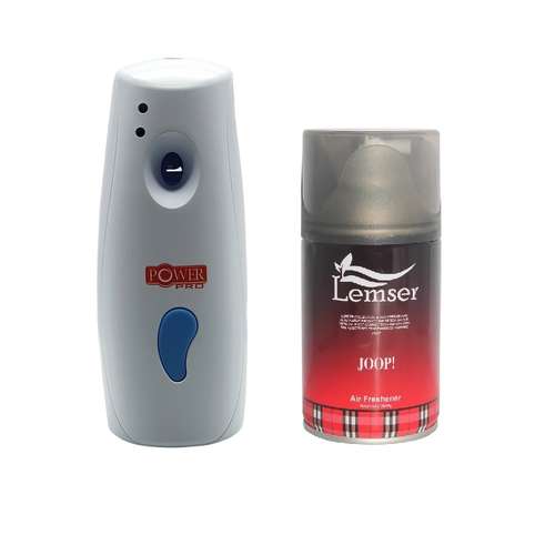 دستگاه خوشبوکننده هوا پاور پرو مدل اتوماتیک به همراه اسپری یدک خوشبو کننده هوا لمسر مدل JOOP حجم 250 میلی لیتر