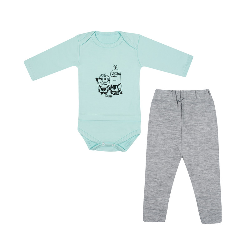 ست بادی و شلوار نوزادی هاگز طرح مینیون کد HS03