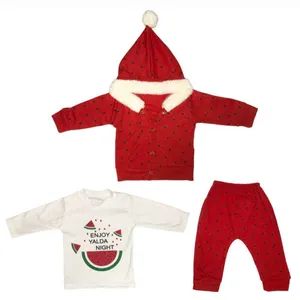 ست 3 تکه لباس نوزادی مدل  یلدایی و کریسمس 058