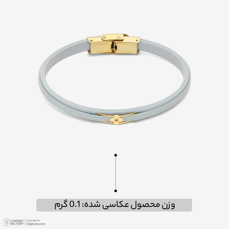 دستبند طلا 18 عیار زنانه با بند چرمی وی گالری مدل amg3500