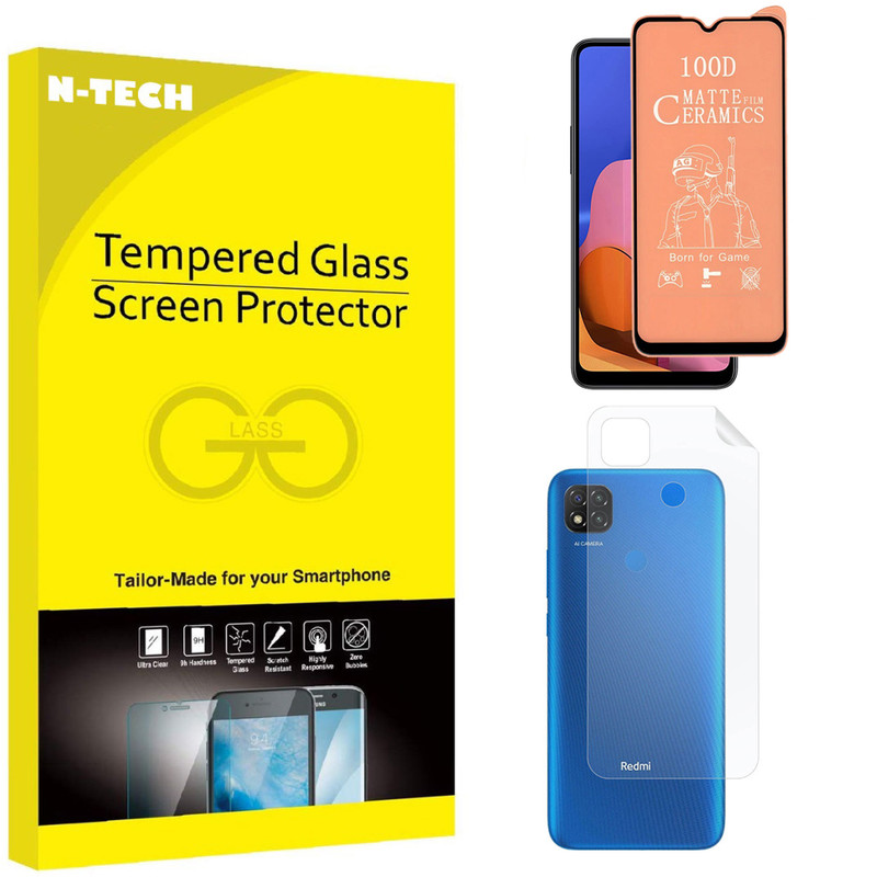  محافظ صفحه نمایش سرامیکی مات انتک مدل CRBKM-01 مناسب برای گوشی موبایل شیائومی Redmi 9c به همراه محافظ پشت گوشی 