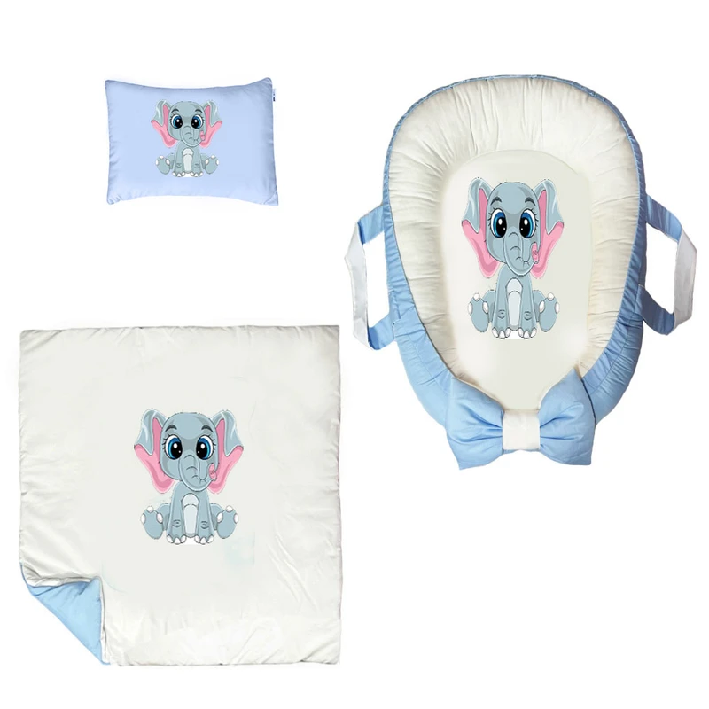 سرویس خواب ناریکو 3 تکه نوزاد مدل گارد محافظ طرح بچه فیل کد 02