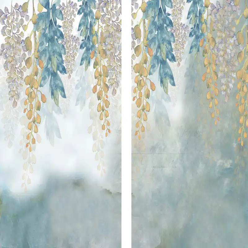 پرده مدل پانچی طرح آویز برگ سایز 280x145 سانتی متر