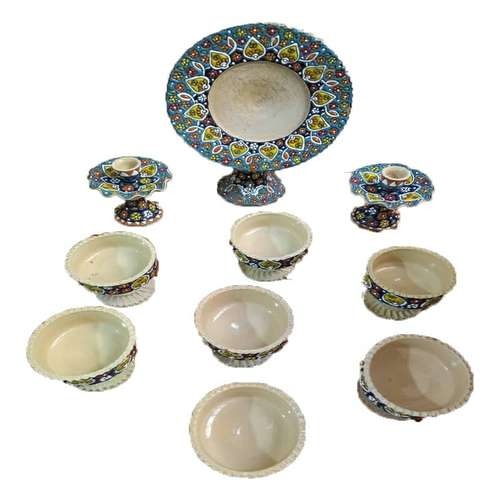 مجموعه ظروف هفت سین 10 پارچه مدل میناکاری