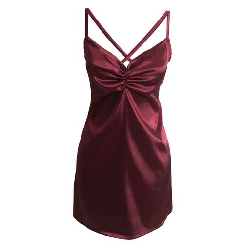 لباس خواب زنانه مقمیس مدل ساتن پشت ضربدری