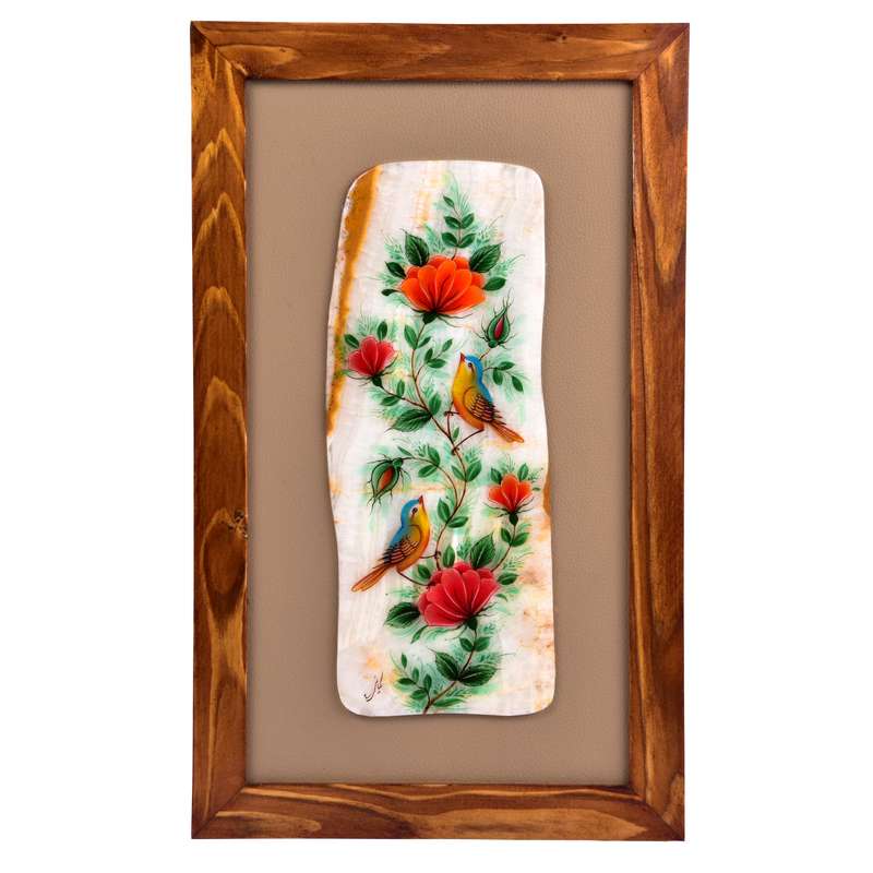 تابلو سنگ طرح گل و مرغ کد go-17