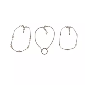 دستبند زنانه مدل حلقه و مروارید مجموعه 3 عددی
