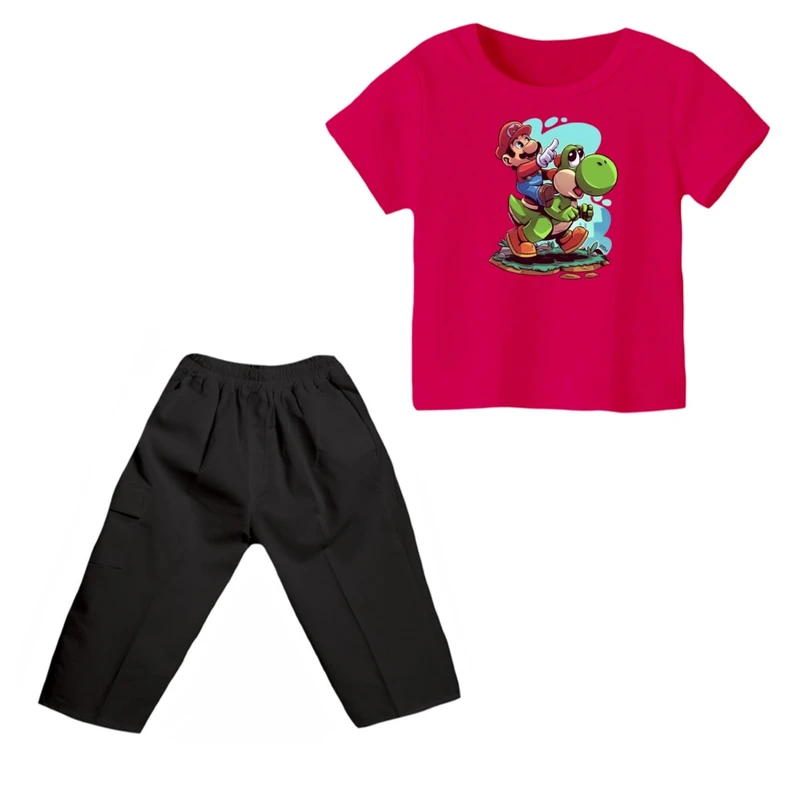 ست تی شرت و شلوارک پسرانه مدل ماریو کد ۱