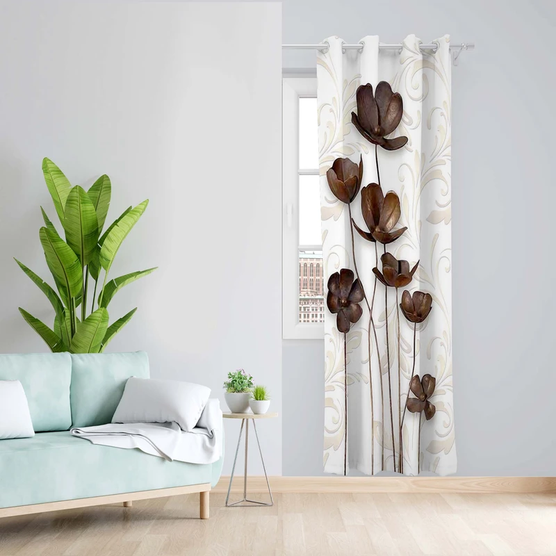 پرده طرح گل مدل مخمل پانچی کد 5084L z سایز 140x200 سانتی متر