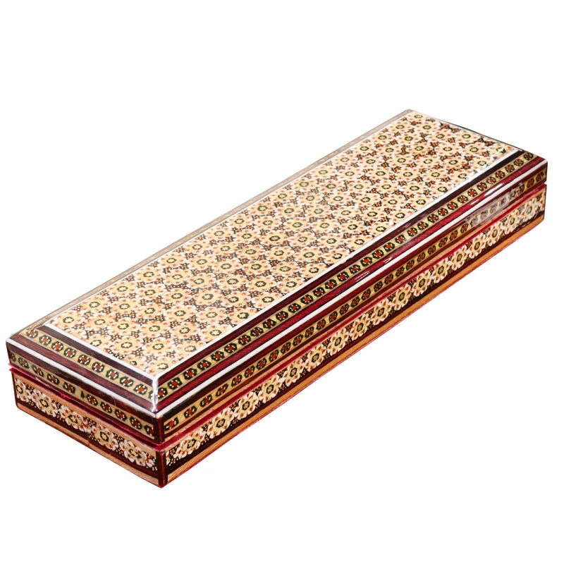 جعبه خاتم‌ کاری چوبی صنایع دستی فاخر مدل جامضرابی طرح سنتی کد Traditional2f2-2794