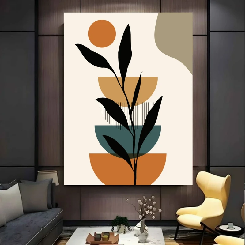 پوستر پارچه ای طرح مخمل  شاخه مدل مینیمال کد BK57912