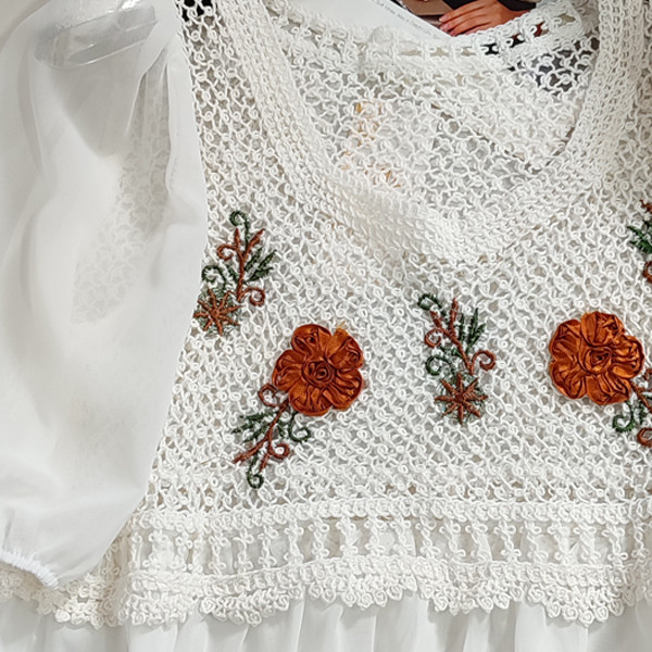 بلوز آستین کوتاه زنانه مدل خامه دوزی