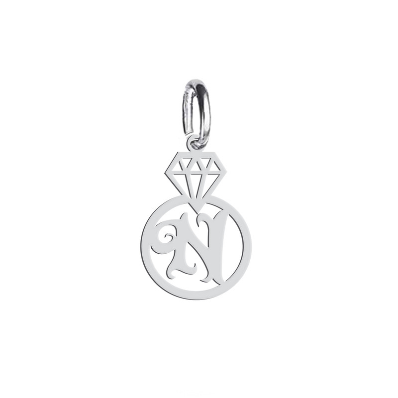 آویز گردنبند نقره هایکا طرح الماس و حرف N مدل n.ha 848 آویز گردنبند نقره هایکا طرح الماس و حرف N مدل n.ha 848