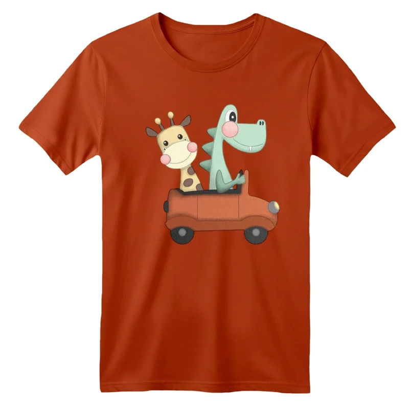 تی شرت آستین کوتاه بچگانه مدل دایناسور و زرافه