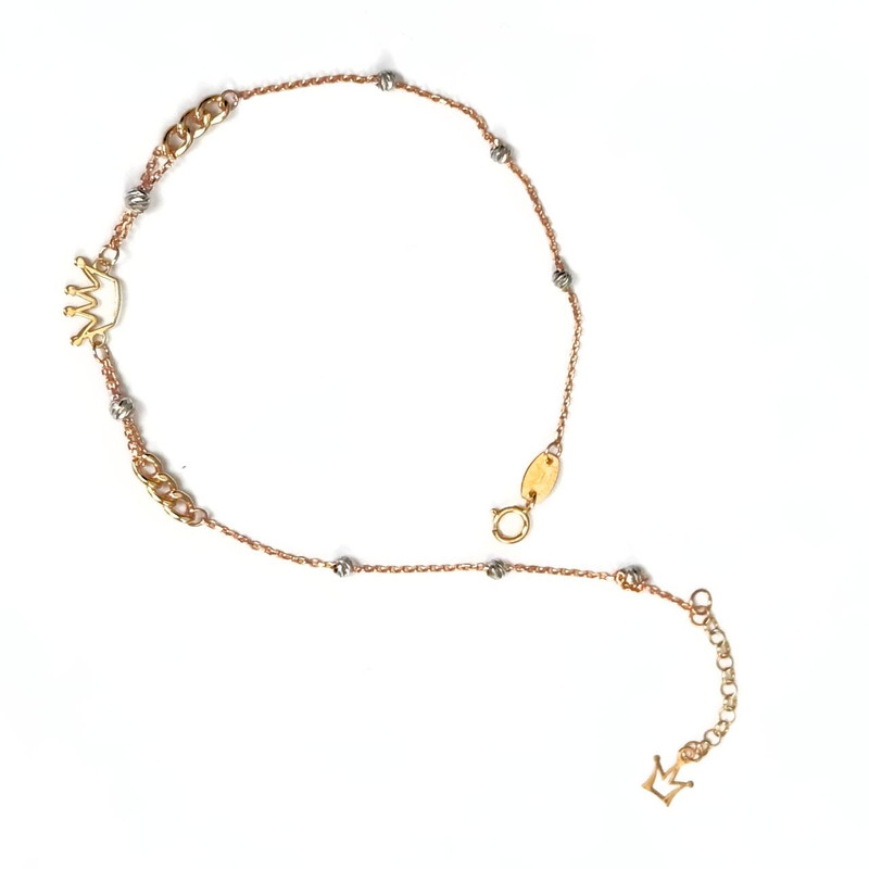 پابند طلا 18 عیار زنانه مدل P009 طرح پلاک تاج