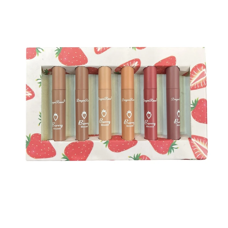 رژ لب مایع دراگون رانی مدل توت فرنگی بسته ۶ عددی