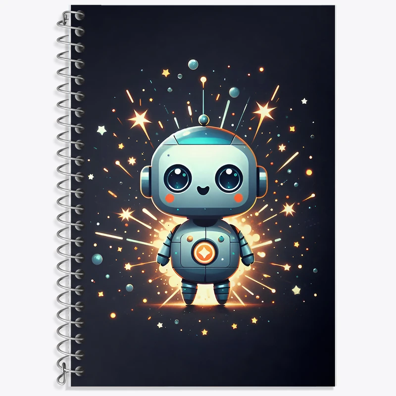 دفتر زبان 50 برگ خندالو مدل دو خط طرح ربات کیوت کد F8086