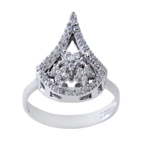 انگشتر نقره زنانه بازرگانی میلادی مدل فانتزی فول نگین بدون ریزش ابکاری رادیوم کد AWR_503