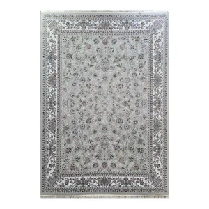 فرش ماشینی 700 شانه فرش زمرد مشهد زمینه طوسی حاشیه طوسی مدل 25041