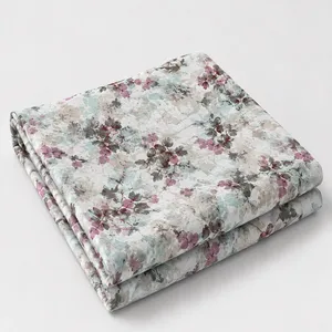 ملحفه نخی مدل روانداز طرح آبرنگی یک نفره سایز 150x200 سانتی متر