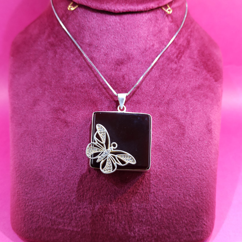 آویز گردنبند نقره زنانه مدل عقیق خراسانی