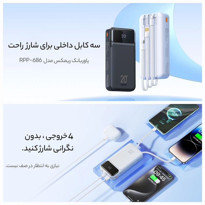 پاوربانک ریمکس مدل RPP-686 ظرفیت 20000 میلی آمپر ساعت