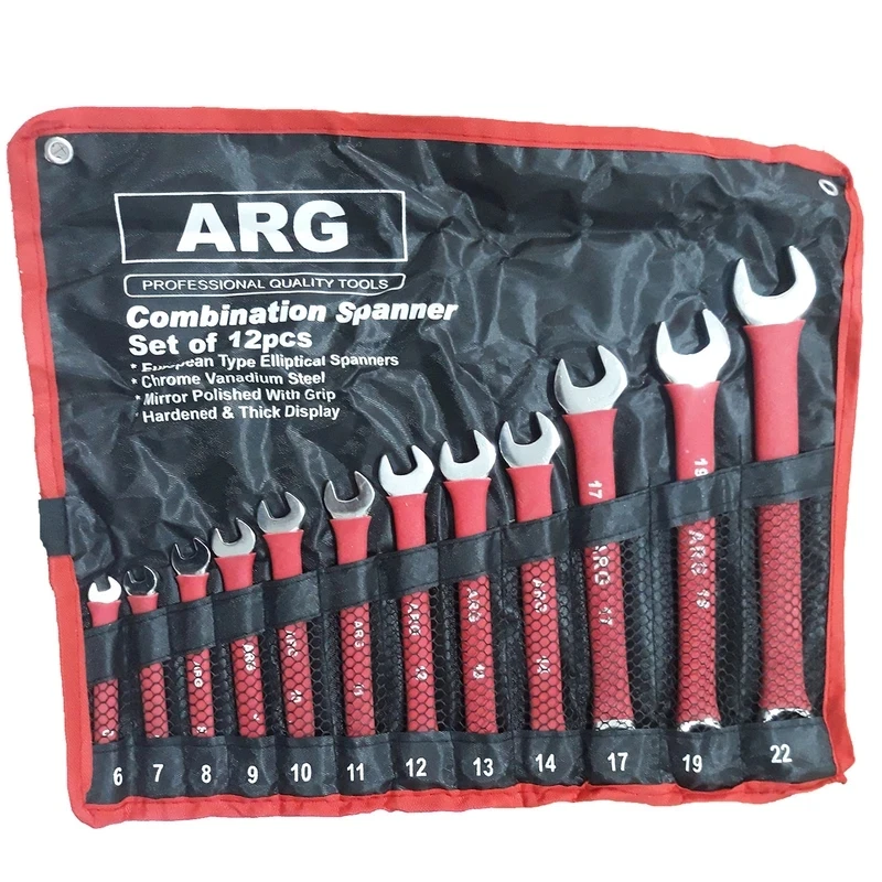 آچار یکسر تخت و یکسر رینگی ارگ مدل arg12 مجموعه ۱۲ عددی