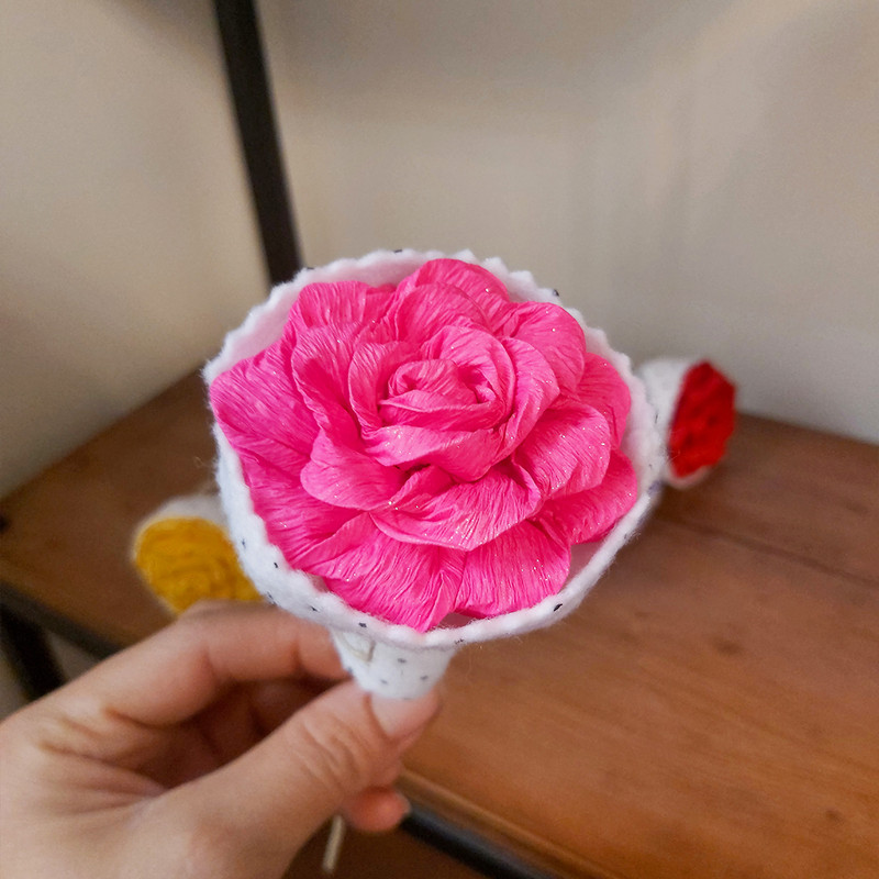 گل مصنوعی مدل رز کاغذی بسته 6 عددی