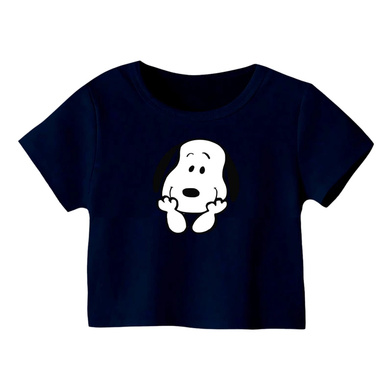 کراپ‌ تی‌شرت آستین کوتاه زنانه مدل اسنوپی کد 17