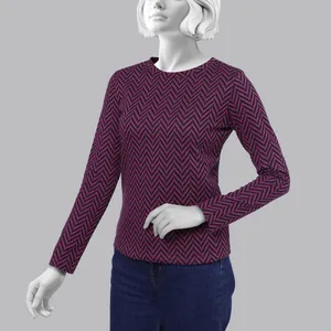 بلوز آستین بلند یقه گرد زنانه سرژه مدل 203453 رنگ بنفش